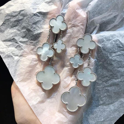 [Echo ]CLOVER EARRINGS WHITE MOP 4 MOTIFS SILVER