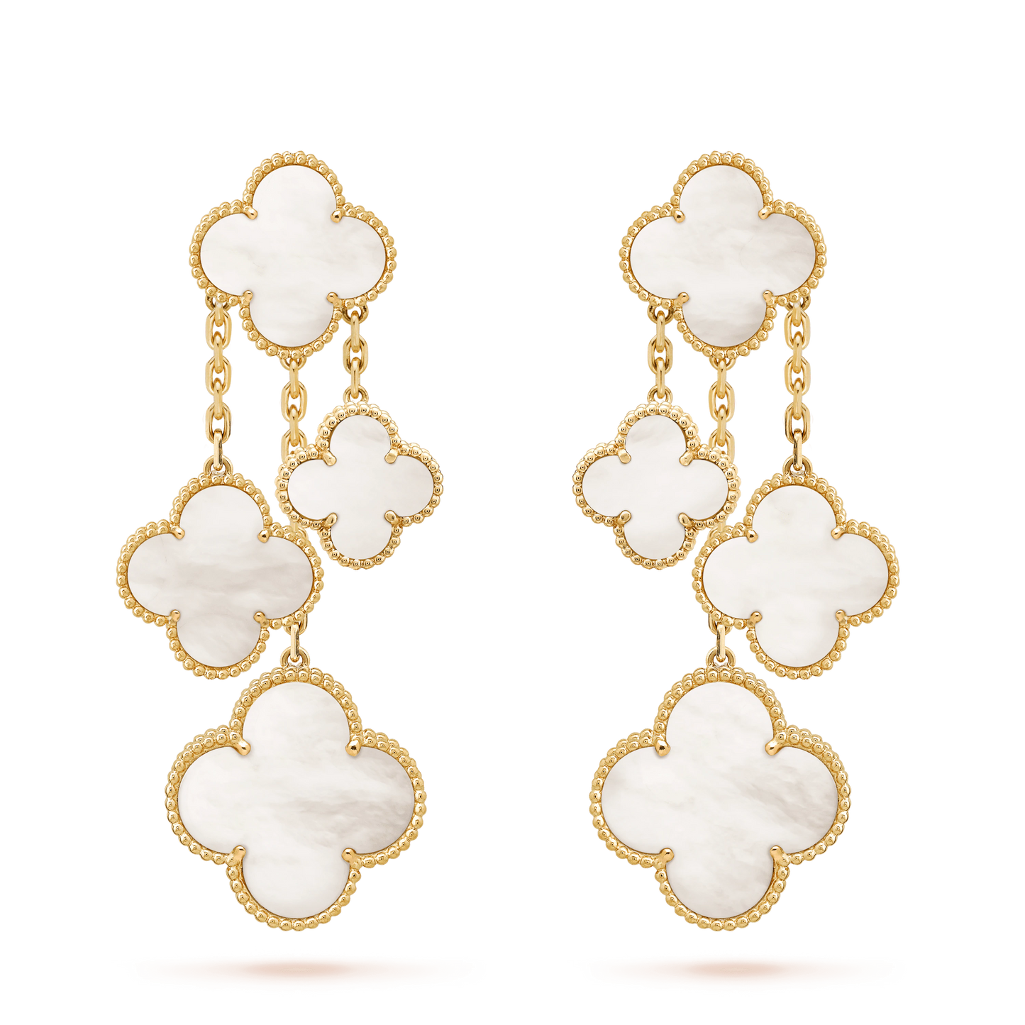[Echo ]CLOVER EARRINGS WHITE MOP 4 MOTIFS GOLD