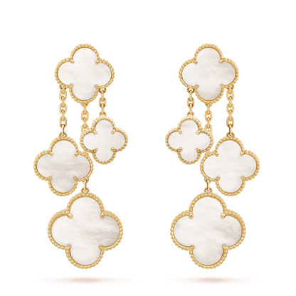 [Echo ]CLOVER EARRINGS WHITE MOP 4 MOTIFS GOLD