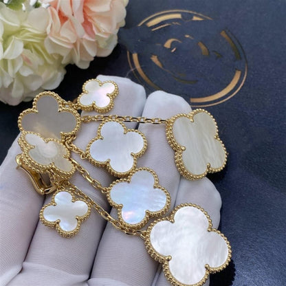 [Echo ]CLOVER EARRINGS WHITE MOP 4 MOTIFS GOLD