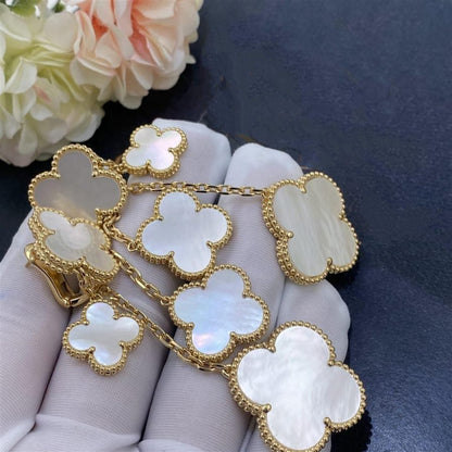 [Echo ]CLOVER EARRINGS WHITE MOP 4 MOTIFS GOLD