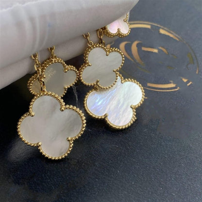 [Echo ]CLOVER EARRINGS WHITE MOP 4 MOTIFS GOLD