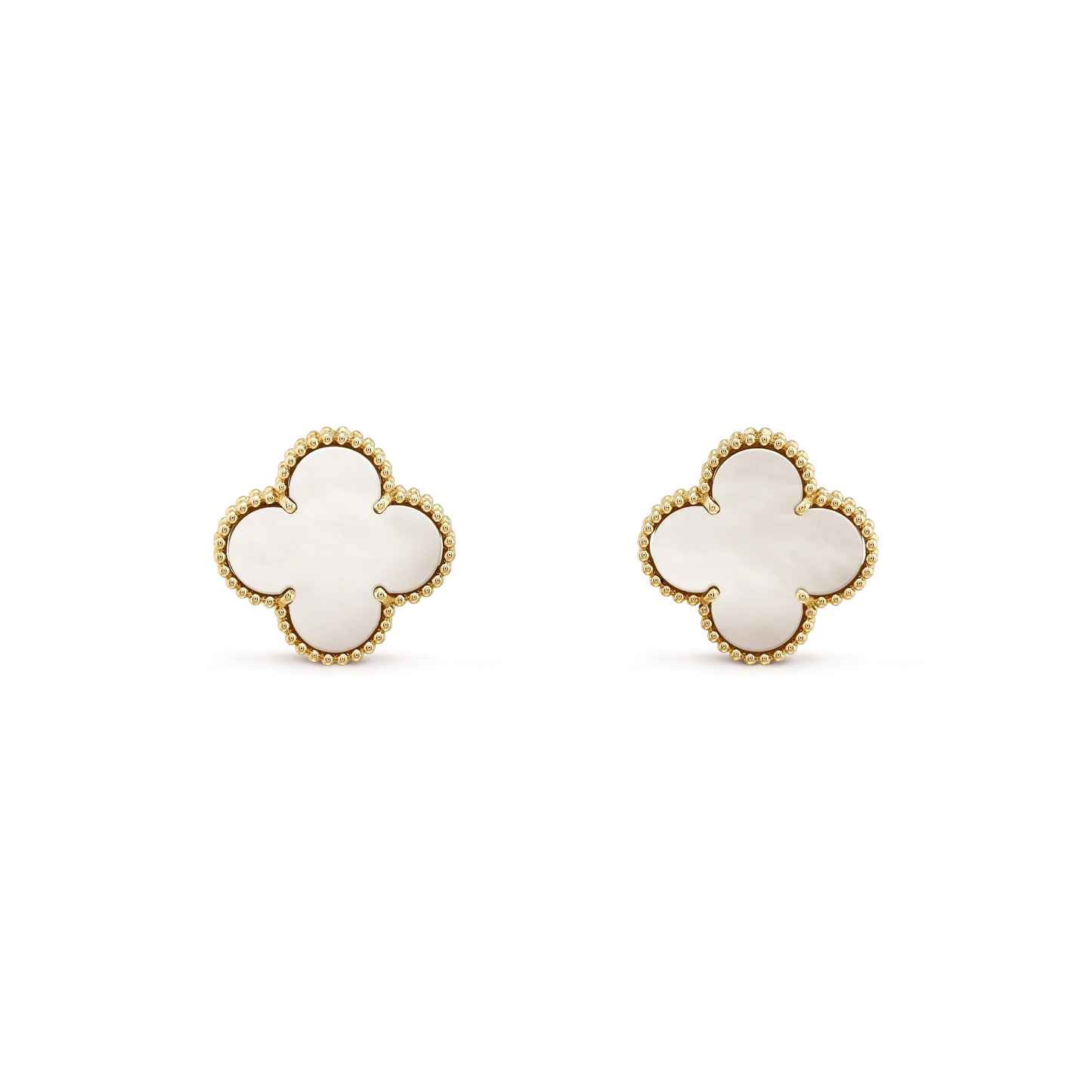 [Echo ]CLOVER MEDIUM 1 MOTIFS  WHITE MOP STUD EARRINGS