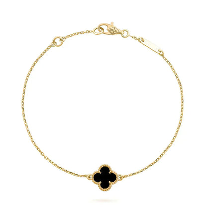 [Echo ]CLOVER ONYX SINGLE FLOWER BRACELET