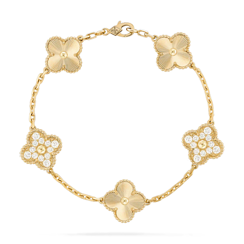 [Echo]CLOVER BRACELET 5 MOTIFS GOLD DIAMOND
