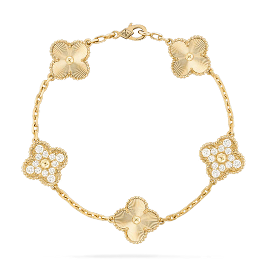 [ECHO ]CLOVER BRACELET 5 MOTIFS GOLD DIAMOND
