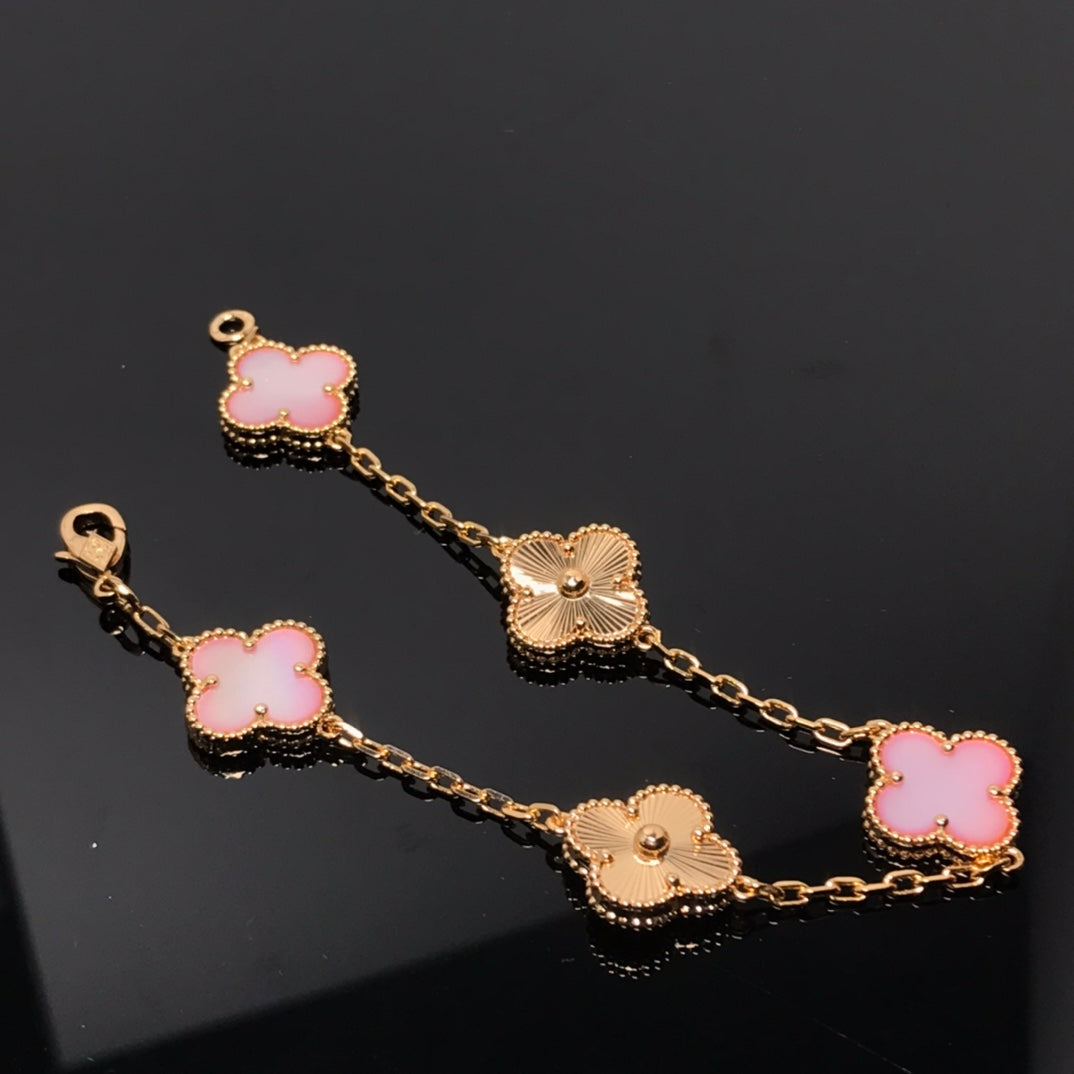 [Echo]CLOVER BRACELET 5 MOTIF PINK AND PINK GOLD