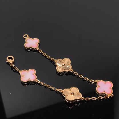 [Echo]CLOVER BRACELET 5 MOTIF PINK AND PINK GOLD