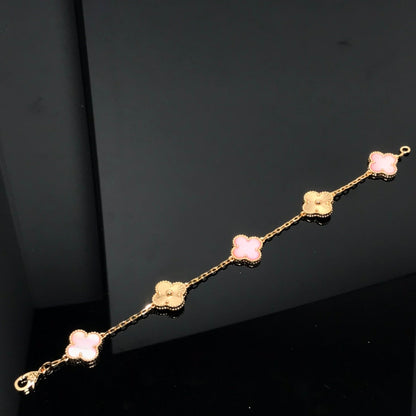 [Echo]CLOVER BRACELET 5 MOTIF PINK AND PINK GOLD