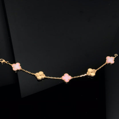[Echo]CLOVER BRACELET 5 MOTIF PINK AND PINK GOLD