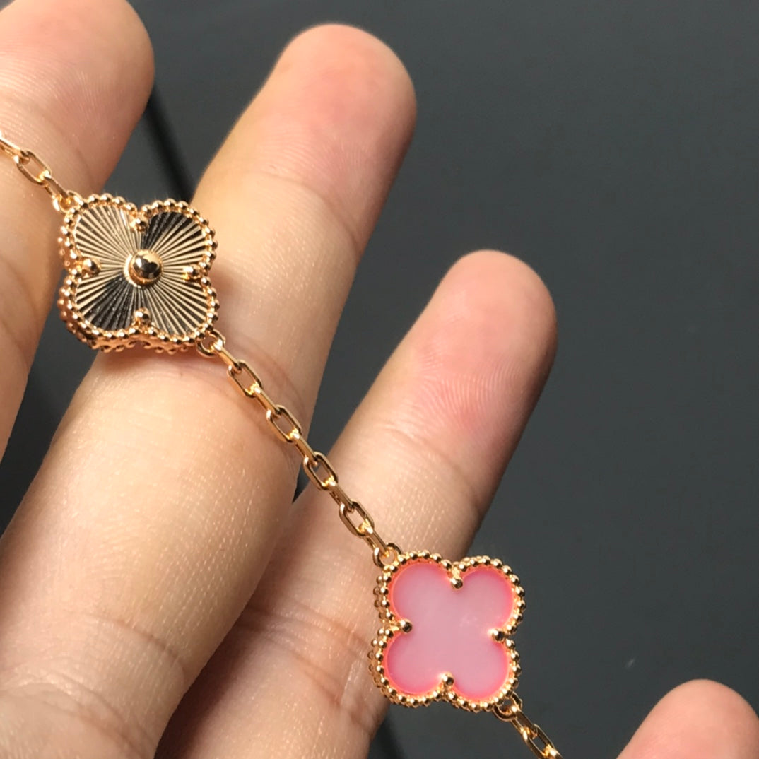[Echo]CLOVER BRACELET 5 MOTIF PINK AND PINK GOLD