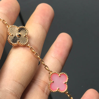[Echo]CLOVER BRACELET 5 MOTIF PINK AND PINK GOLD