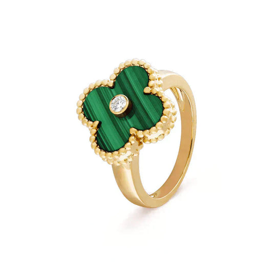 [Echo ]CLOVER MALACHITE RING GOLD DIAMOND